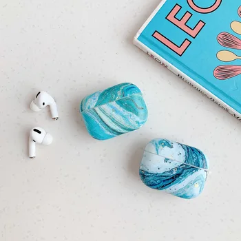 

Nordic Style Marbles Earphone Case for Airpods 1 2 Air pods Pro 3 Matte PC Hard Luxury Gold Foil Blue Marbles Stone Cover Bags