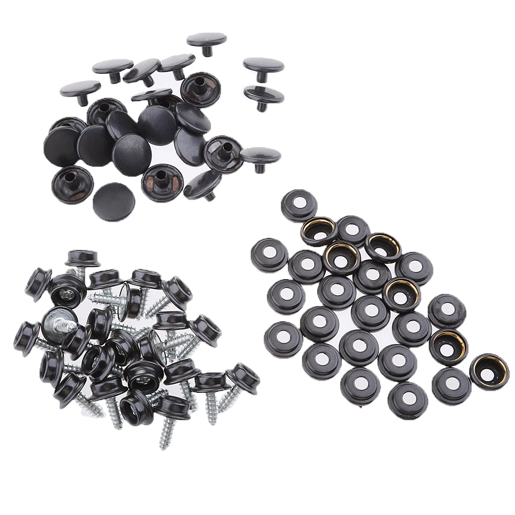 25 Set (75Pcs) Snap Button 12mm Screw Studs Fastener Socket for Canvas Boat Marine