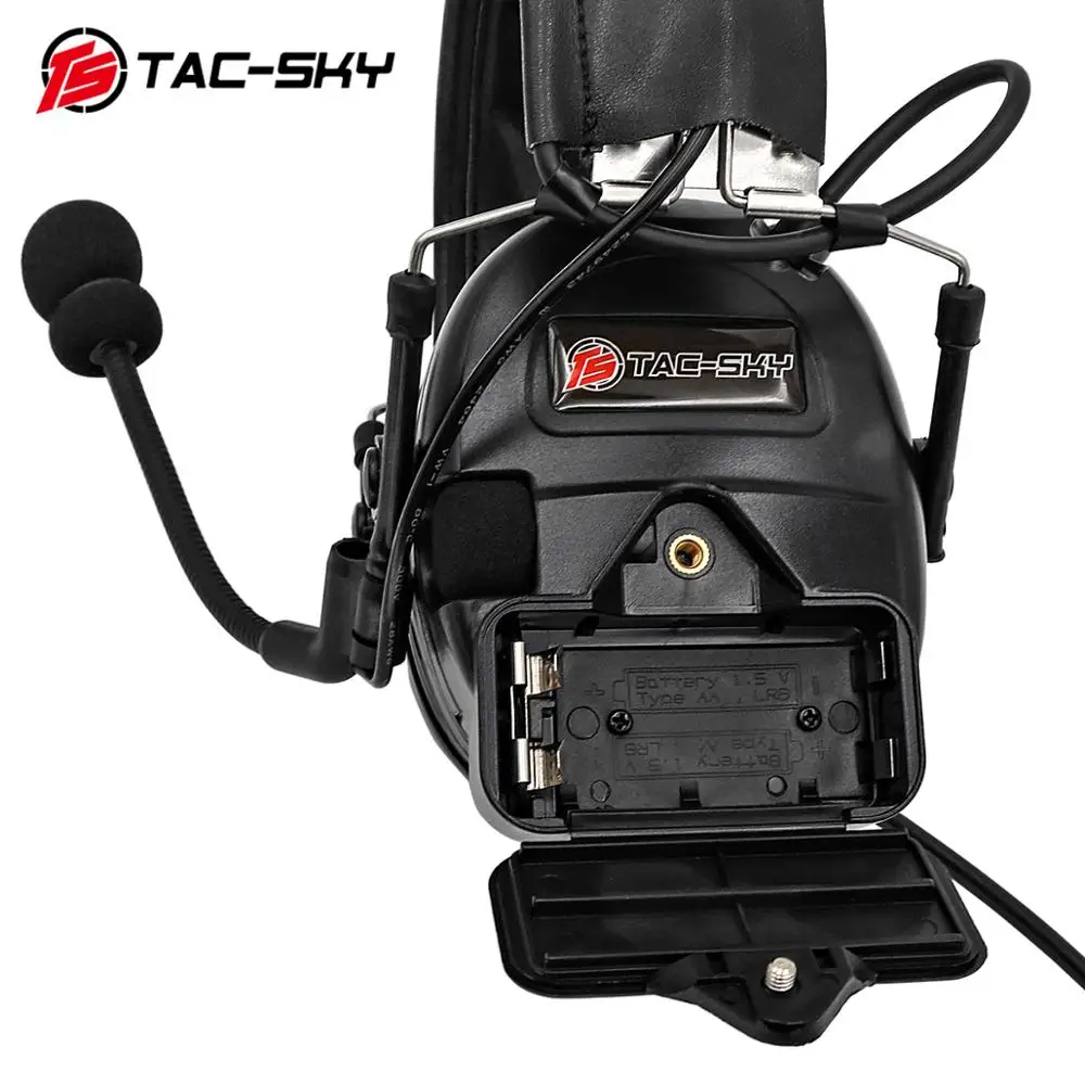 TAC-SKY outdoor sports hearing defense noise reduction pickup military shooting tactical headset COMTAC I silicone earmuffs BK