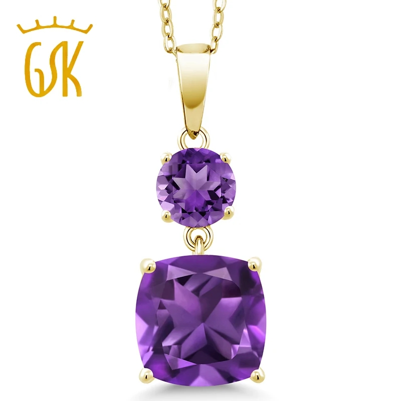 GemStoneKing 4 00 Ct подушки фиолетовый камень аметист ювелирные наборы из 18 каратного