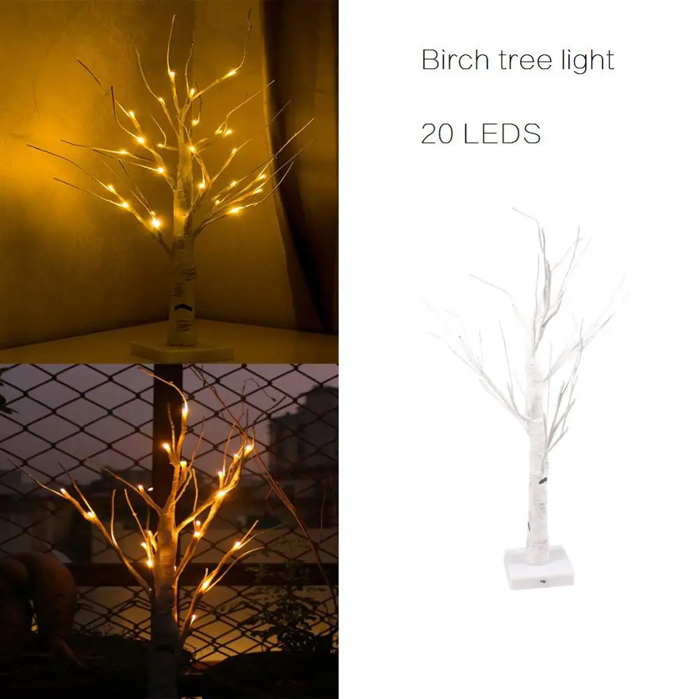 

24-Led Birch Tree Light Tabletop Tree Light Battery Powered Warm White For Decoration Bedroom Christmas Ornament Tabletop Light