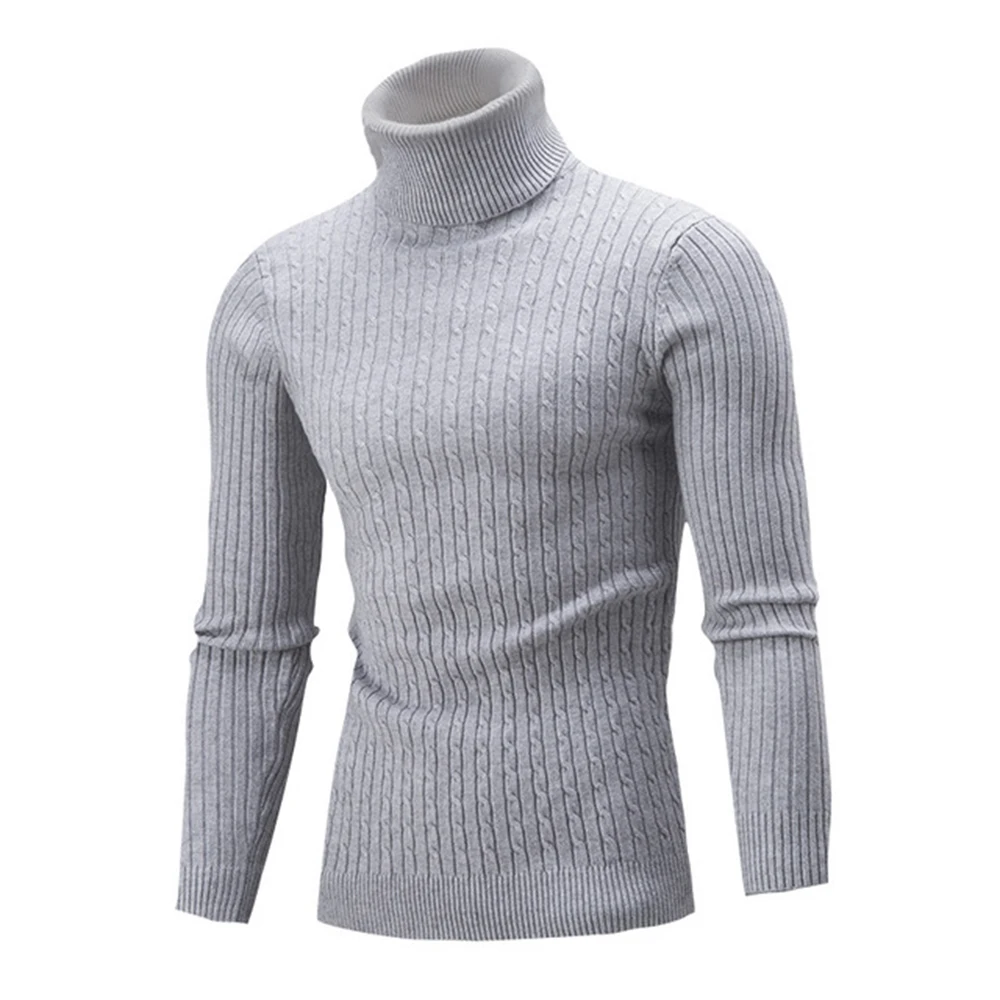 Men's Casual Slim Turtleneck Sweater Warm Long Sleeve Tops Knitwear Plus Size Warm SlimBase Suit Keep Warm Clothes Long Top HOT