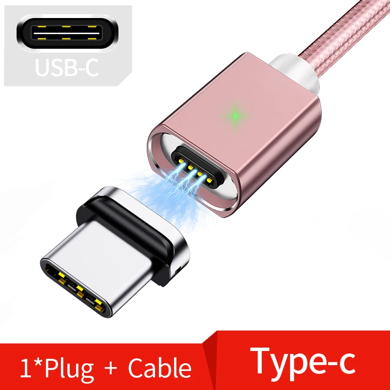 Магнитный USB кабель Micro USB Type C Магнитный кабель для iphone Samsung Huawei USB C Android зарядное устройство Быстрая зарядка данных USB шнур - Цвет: Type C Cable Pink