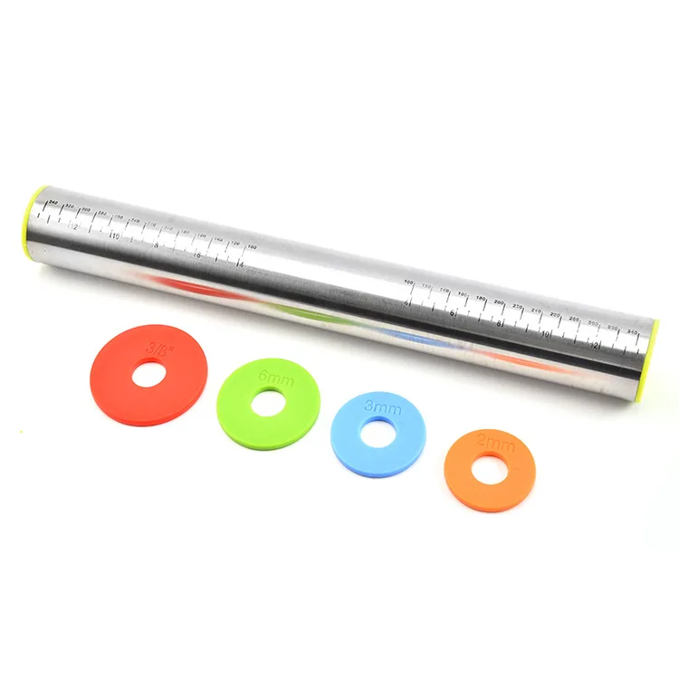 

New stainless steel rolling pin adjustable thickness flour stick with scale rolling pin Household kitchen baking tool