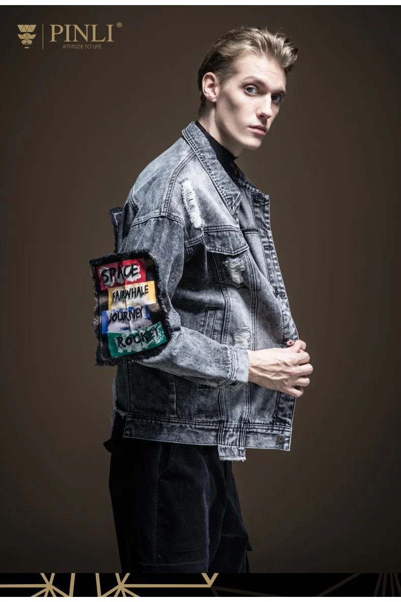 Jaqueta Masculino Limited Pinli, Новинка осени, Мужская одежда, вышитая куртка с отверстиями, пальто с лацканами, B193404190