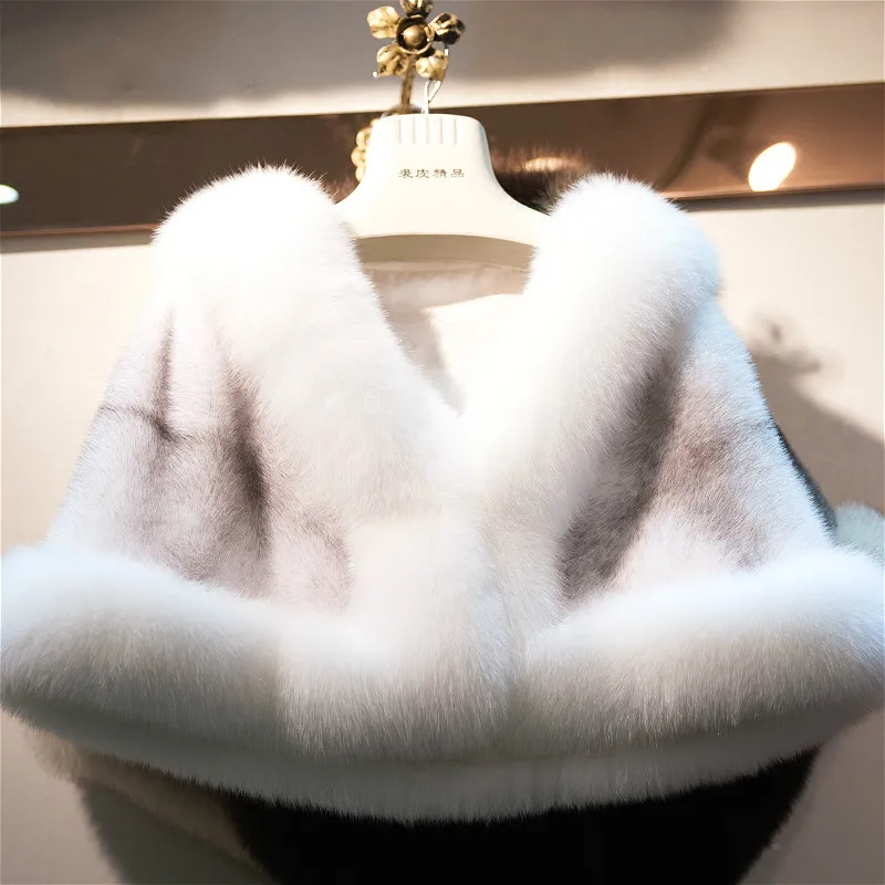 Luxury Women Ladies Winter Real Mink Fur Cape Shawl Genuine Fur Wedding Party Bride Wedding Dress Cape Warm