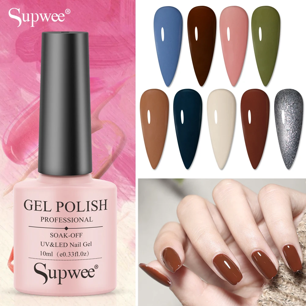 

Supwee Nail Gel Varnish 10ml High Quality Nail Gel Polish Cheaper Price Plastic Bottle Bright Color Glitter Varnish Nail Gel