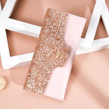 

Women's Long Fashion Korean-Style Sequin Tri-Fold Wallet Multi-Function Handbag with Zipper Womens Wallets and Purses