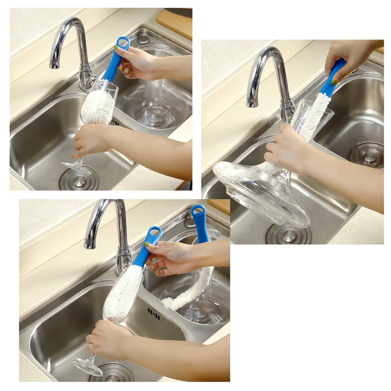 3Pcs/Lot Wine Bottle Cleaning Brush Sponge Foam Wine Decanter Stemware Glass Water Cup Washing Brush Home Clean Tools 3 Color