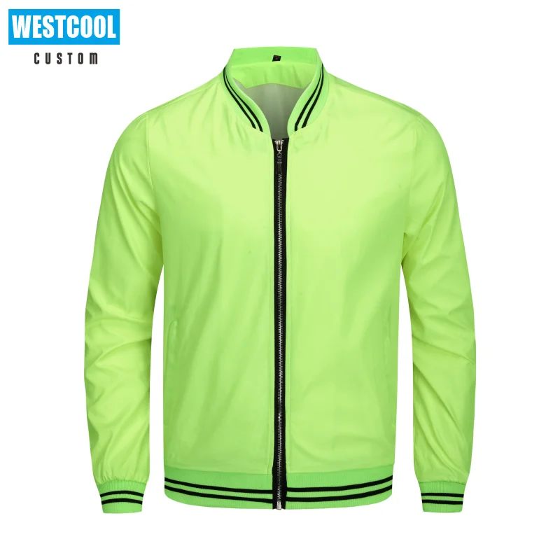 WESTCOOL Casual Thin Classic Windbreaker Baseball Uniform Print Personal Design 7 Colors Embroidery Zipper Jacket
