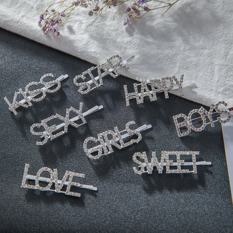 Clip Per Capelli Donna Strass Ragazza Cristallo Gemma Lettere - Foto 7