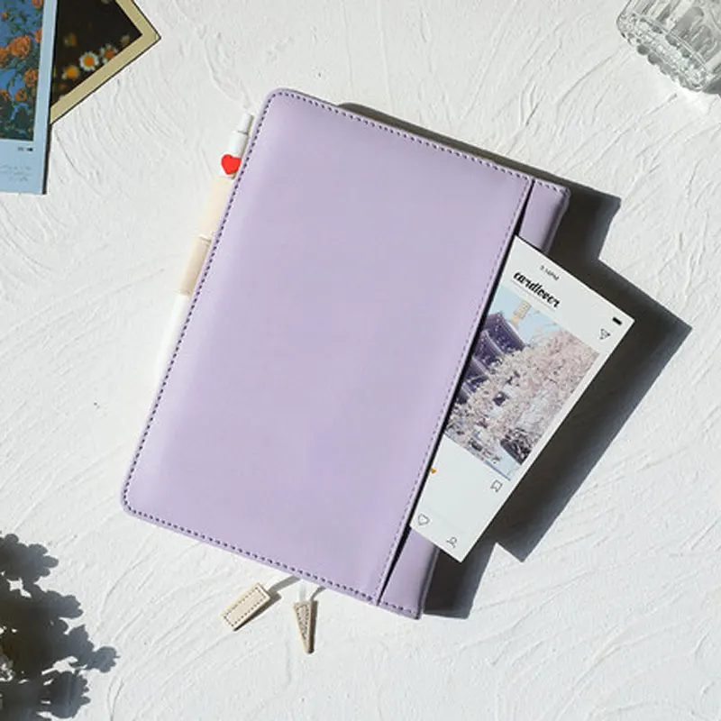 Japanese and Korean Stationery Purple A5 Planner Book Cover PU Leather Notebook Shell Student Diary School Stationery Wholesale a5 binder storage collect book korea idol photo organizer journal diary agenda planner cover school stationery