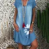 40# Dress Casual Plus-Size Women Summer Baggy Tunic Dress Casual Short Sleeve Floral Shift Dresses vestido mujer платье летнее ► Photo 3/6