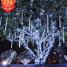 Рождественский 30/50 см на открытом воздухе струнные лампы Метеоритный Дождь 8 Трубы светодиодный строка светильник s Водонепроницаемый для дерева год украшения светильник