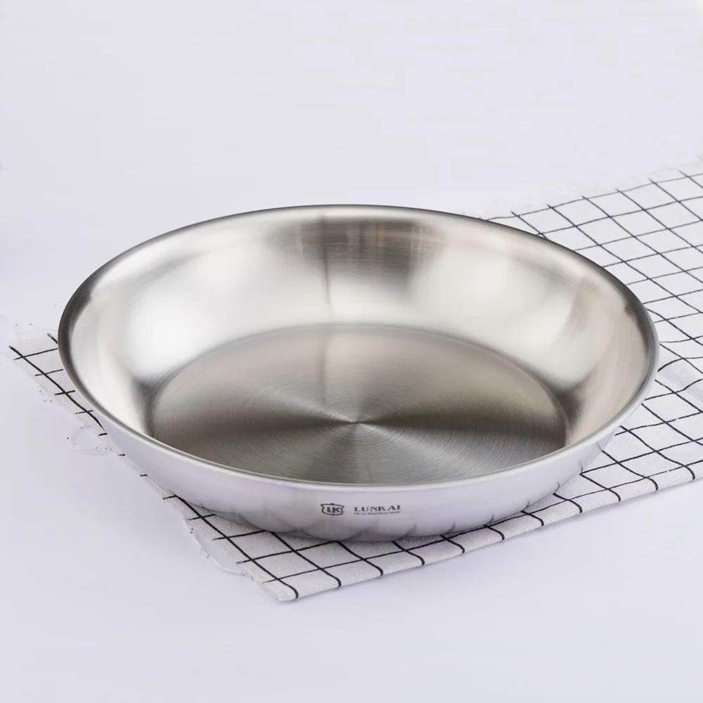 LK18cm 7.1inch 0.47 Посуда для выпечки сковородки для пиццы сервировочная тарелка круглая для супа блюдо для еды 18/10 нержавеющая сталь - Цвет: LK18cm 7.1inch 0.47