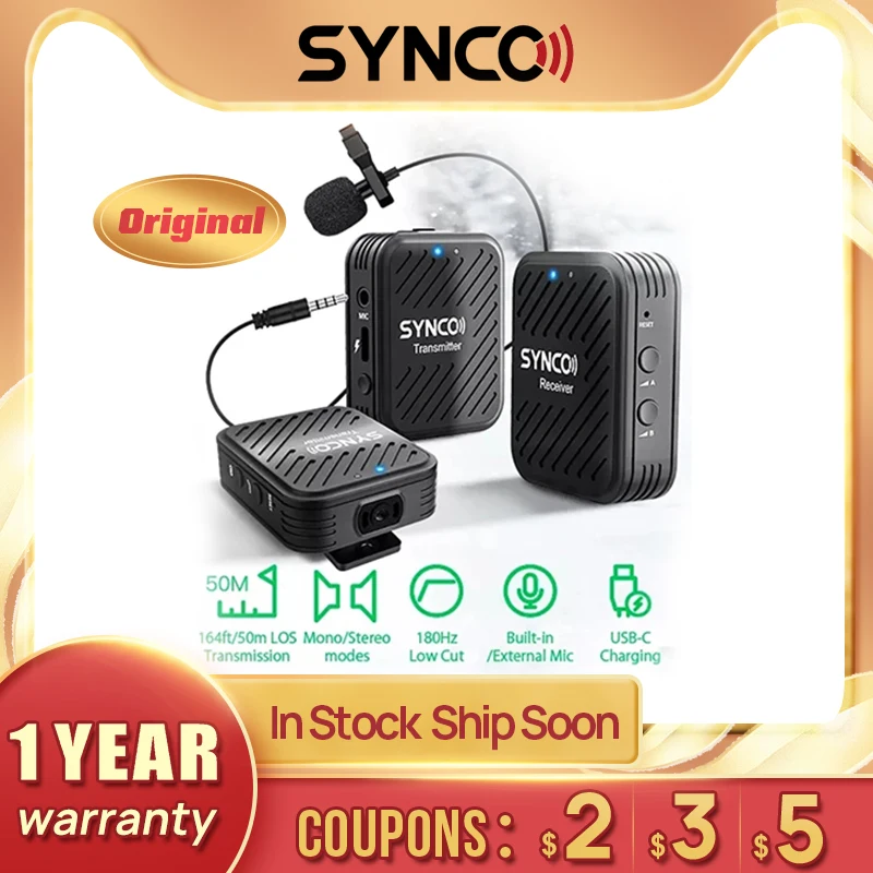 Беспроводной петличный микрофон SYNCO G1(A2) 2 4 ГГц для смартфонов ноутбуков DSLR
