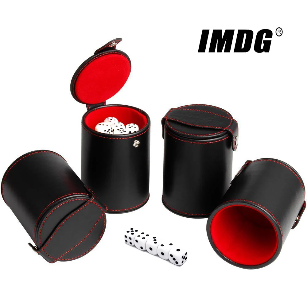 Dice Cup Game-Supplies Black Red Bar with 6pcs Flannel Double-Layer New