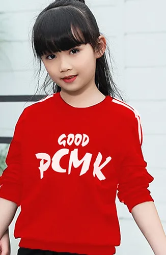 Red Tee Новая семейная одежда «Мама и я» хлопковая одежда с круглым вырезом и длинными рукавами - Цвет: Red Tee