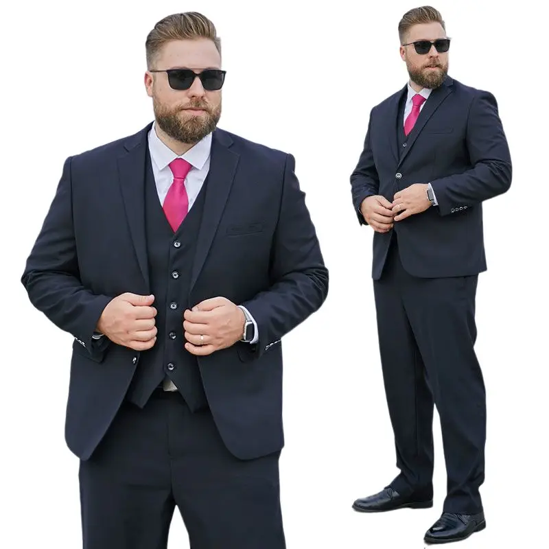 SHAN BAO plus size L-9XL loose suit autumn classic brand business casual young men's banquet wedding suit navy black blue formal suit