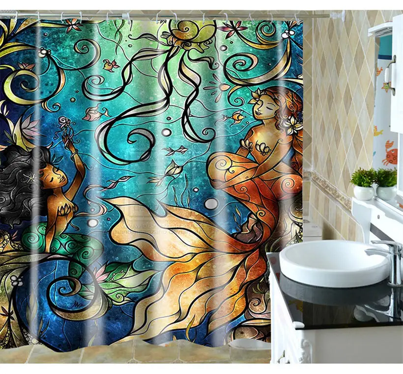 Водонепроницаемая занавеска для душа 3d пейзаж мультфильм животное изысканный узор Шторка для ванной Высокое качество аксессуары для ванной комнаты - Цвет: 1003