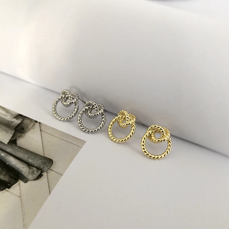 Peri'sBox золотые гнутые серьги-кольца элегантный шнурок серьги с двойными маленькими обручами тройной круг минималистичные серьги для женщин