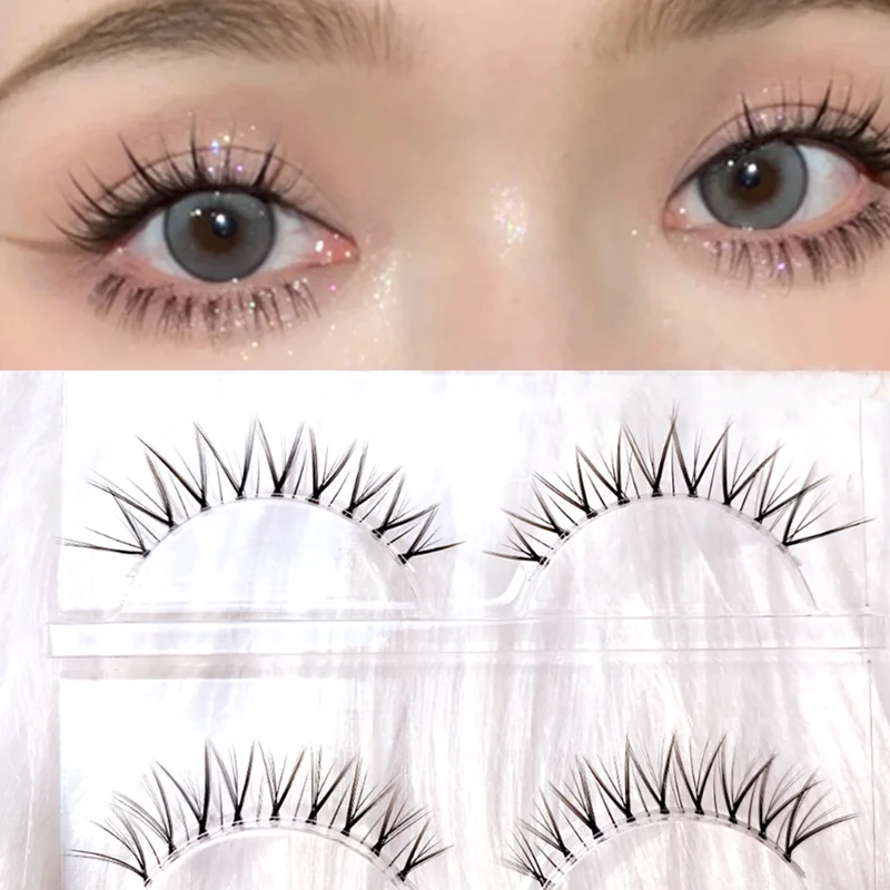 

Beauty Makeup False Eyelashes Natural Realistic Crisscross False Eyelashes 3 Pairs Handmade Lashes Extension Transparent Stems