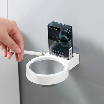 

Wall Mounted Stainless Steel Ashtray Tobacco Ash Holder Cigarette Box Lighter Storage Rack for Bathroom Toilet Smoking Tools