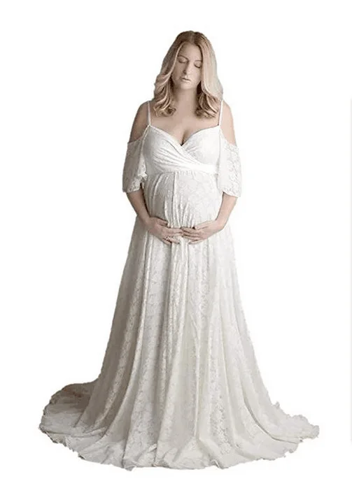 

2023 New Maternity Dress Photography Props Summer Off Shoulder Long Maxi Dress Pregnancy Women Milk Dress Clothes for Pregnant