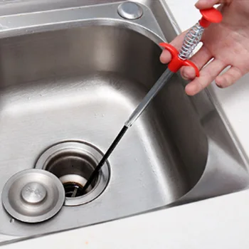 

1Pcs Kitchen Sink Cleaning Hook 60cm Sewer Dredger Spring Pipe Hair Dredging Tool Kitchen Sewers Pipeline Clean Tool