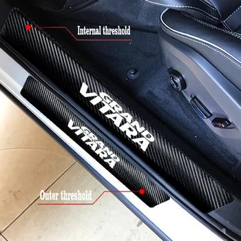 

4pcs Car Door Sill Sticker For Mitsubishi Grand Vitara PU leather Auto Welcome Pedal Protector Stickers Auto Styling Accessories