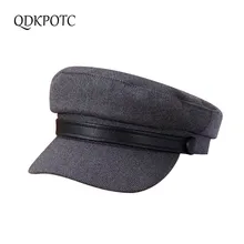 QDKPOTC осень-зима армейские кепки для мужчин и женщин досуг Ретро плоская кепка хлопок твил сплошной цвет шляпа темно-синяя кепка