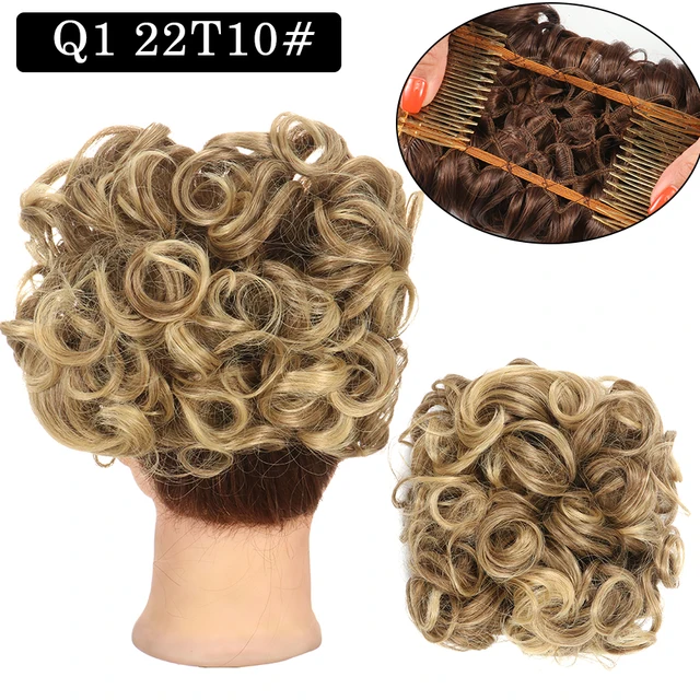 Synthetic Curly Elastic Band Chignon Plastic Comb Clips in Hair Extension Hair Bun Updo Cover Hairpieces Hair Accessories Q1 22T10