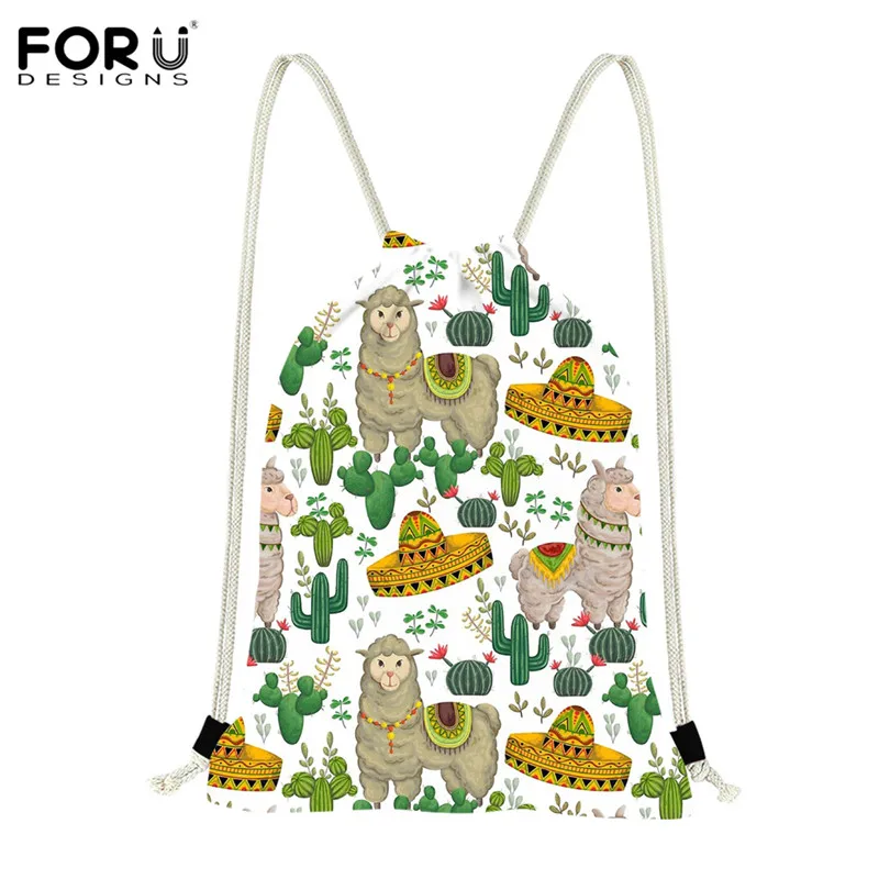 FORUDESIGN Alpaca Llama Pattern Large Capacity Drawstring Bag for Teenagers Girls Storage Bag Kids Book Bag Mochila Feminina - Color: HXA62Z3