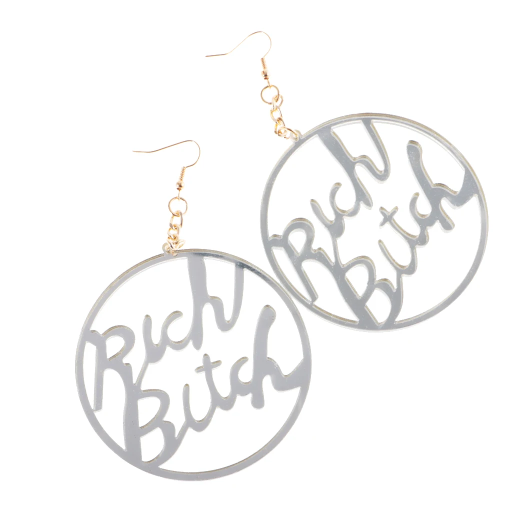 Fashion Oversized Punk Rich Bitch Earrings Hip-hop Club Big Long Earrings