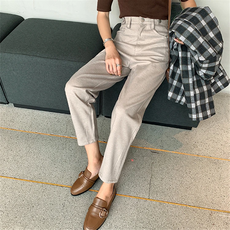 Colorfaith Новинка осень зима женские брюки офисные женские элегантные минималистичные брюки с высокой талией в Корейском стиле длиной до щиколотки P0966