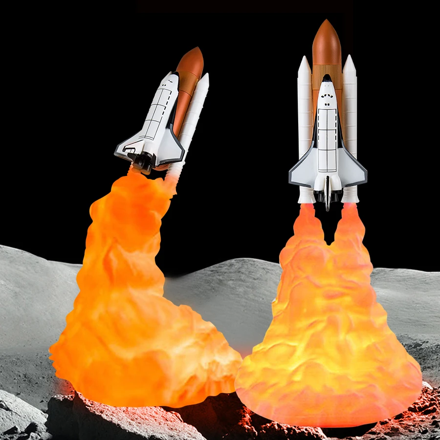 Светодиодная настольная лампа с 3D-принтом Космический Шаттл прикроватная в виде