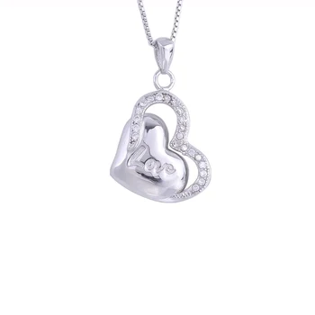 

Zircon Hoop Letter Heart Necklace For Women 925 Sterling Silver Love Letter Pendants Valentine Fashion Jewelry Gifts