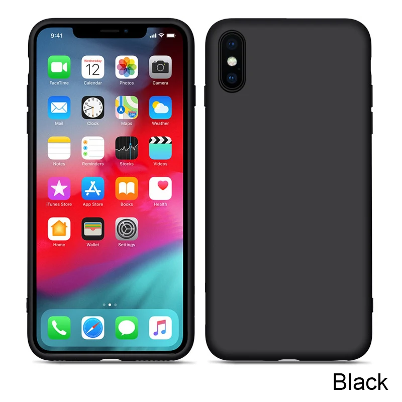 Подходит для IPhone различных моделей анти-падения все включено жидкий силиконовый чехол для мобильного телефона чистый цвет имеет индивидуальность - Цвет: black