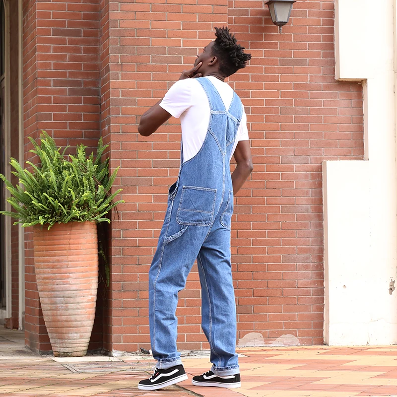 Hot 2022 Men's Denim Bibs Retro Loose 