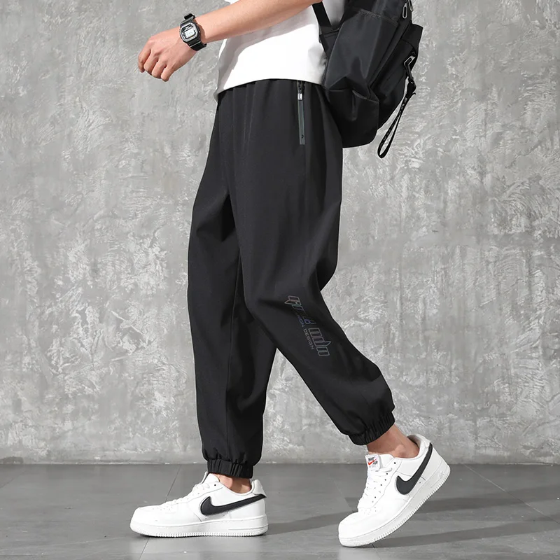 Sportswear Jogger-Pants Track Trousers Zip-Pockets Black Male Plus-Size Summer 6XL Quick-Dry