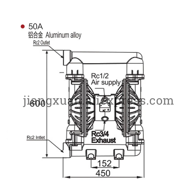 Пневматический мембранный насос 0.8Mpa BML-50A PTFE двухсторонний пневматический мембранный насос для керамической циркуляции