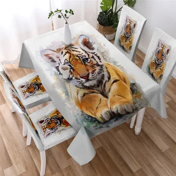 

Tiger Tablecloth kitchen Table Decorative Waterproof Oilproof Rectangular Table Cover Tea Table Cloth For Wedding Birthday