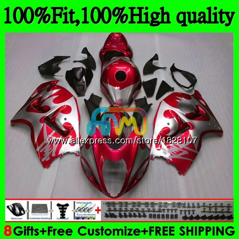 Инъекции для SUZUKI Hayabusa GSXR 1300 GSXR-1300 57BS. 301 GSXR1300 08 13, 14, 15, 16 лет 2008 2013 красного и серебристого цвета обтекатель - Цвет: No. 1