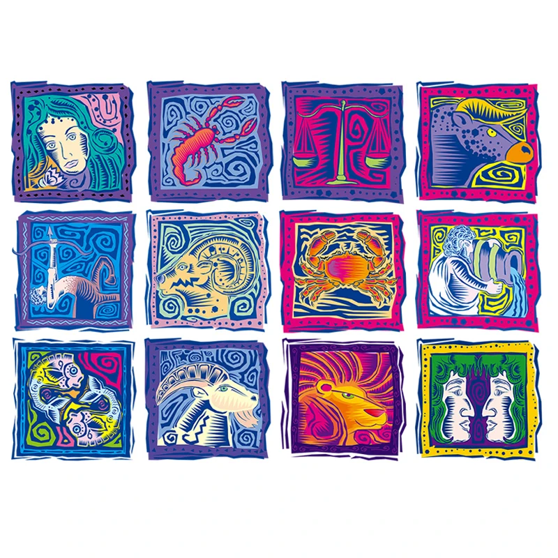 

Iron on Transfer Twelve Constellations Patches for ClothingThermo Transfers Stickers on Clothes for T-shirt DIY Vinyl Appliques