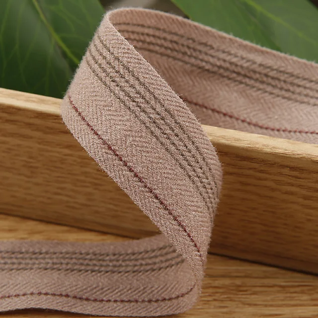 5 yards 25mm/38mm Double Color Striped Polyester Cotton Herringbone ...