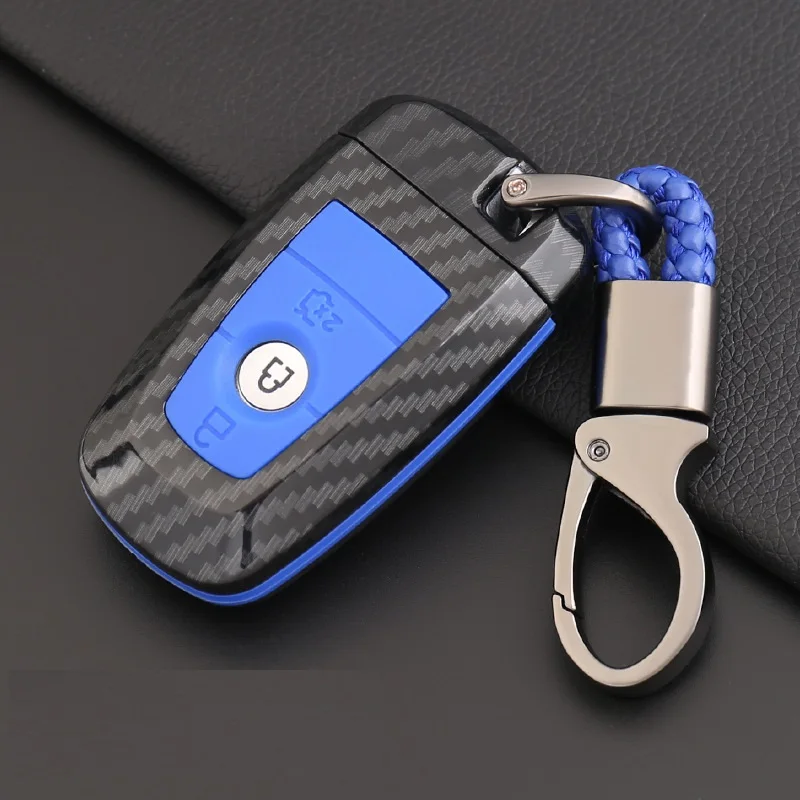 Углеродное волокно, АБС-пластик, автомобильный корпус умного ключа Крышка для Ford Fusion Mustang Explorer F-150 F-250 F-350 футляр для дистанционного ключа - Название цвета: 3button carbon blue