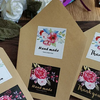 

5Sheets=20Pcs Sealing Label Stickers Thank you Adhesive Stickers Handmade Paper Stickers For Gifts Girls Flowers Stickers