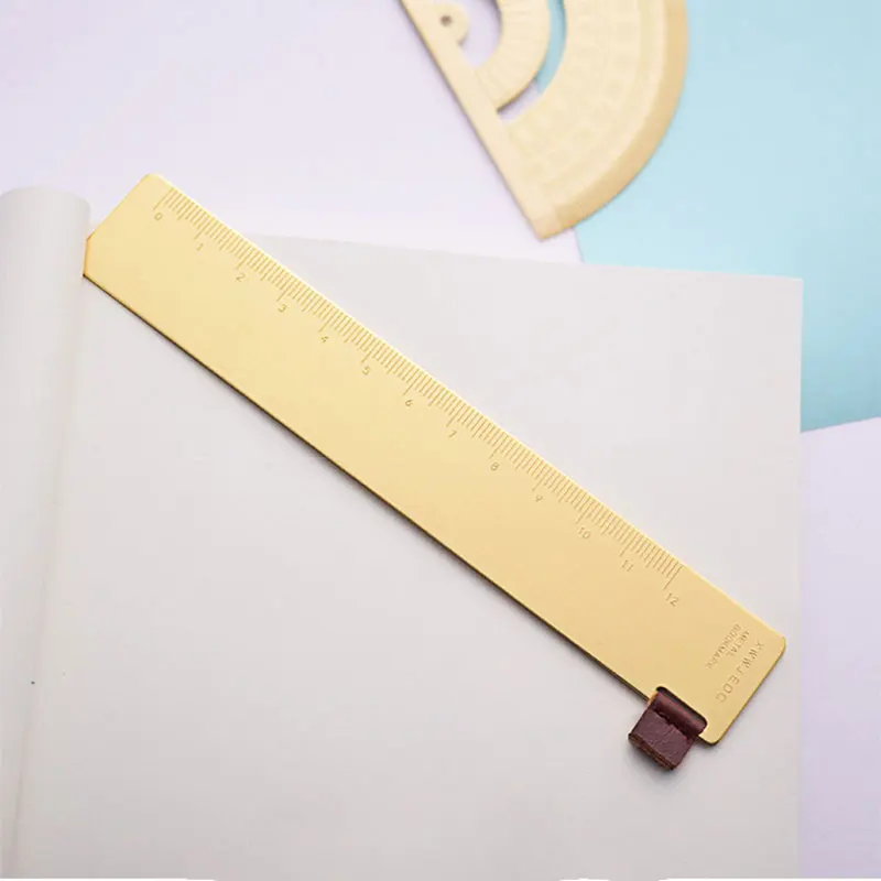 12cm 15cm 18cm Double Scale Metal Brass Straight Ruler CM Inch