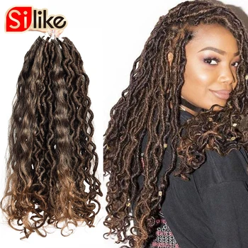 

Silike Goddess Locs Crochet Hair 18 Inch Faux Locs with Curl Ends Synthetic Crochet Braiding Hair for Black Women