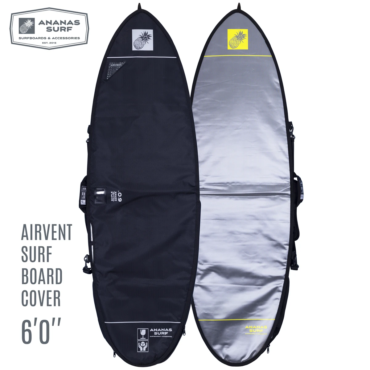 Surfboard Bag Cover Ananas Surf 6ft.0 in. Airvent Shortboard Protect Travel Boardbag 6'0"(185cm)